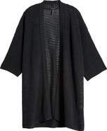 Eileen Fisher Open Stitch Longline Wool Cardigan