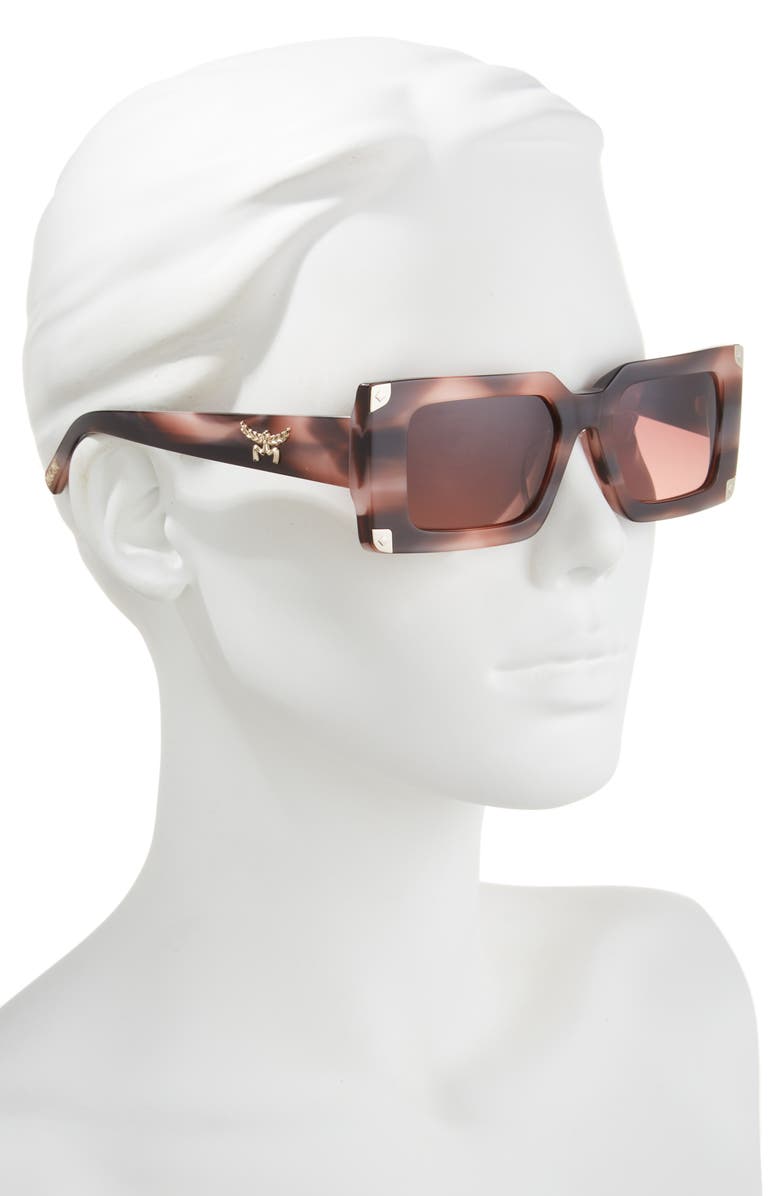 MCM 52mm Rectangular Sunglasses, Alternate, color, Pink / Other / Gradient Brown