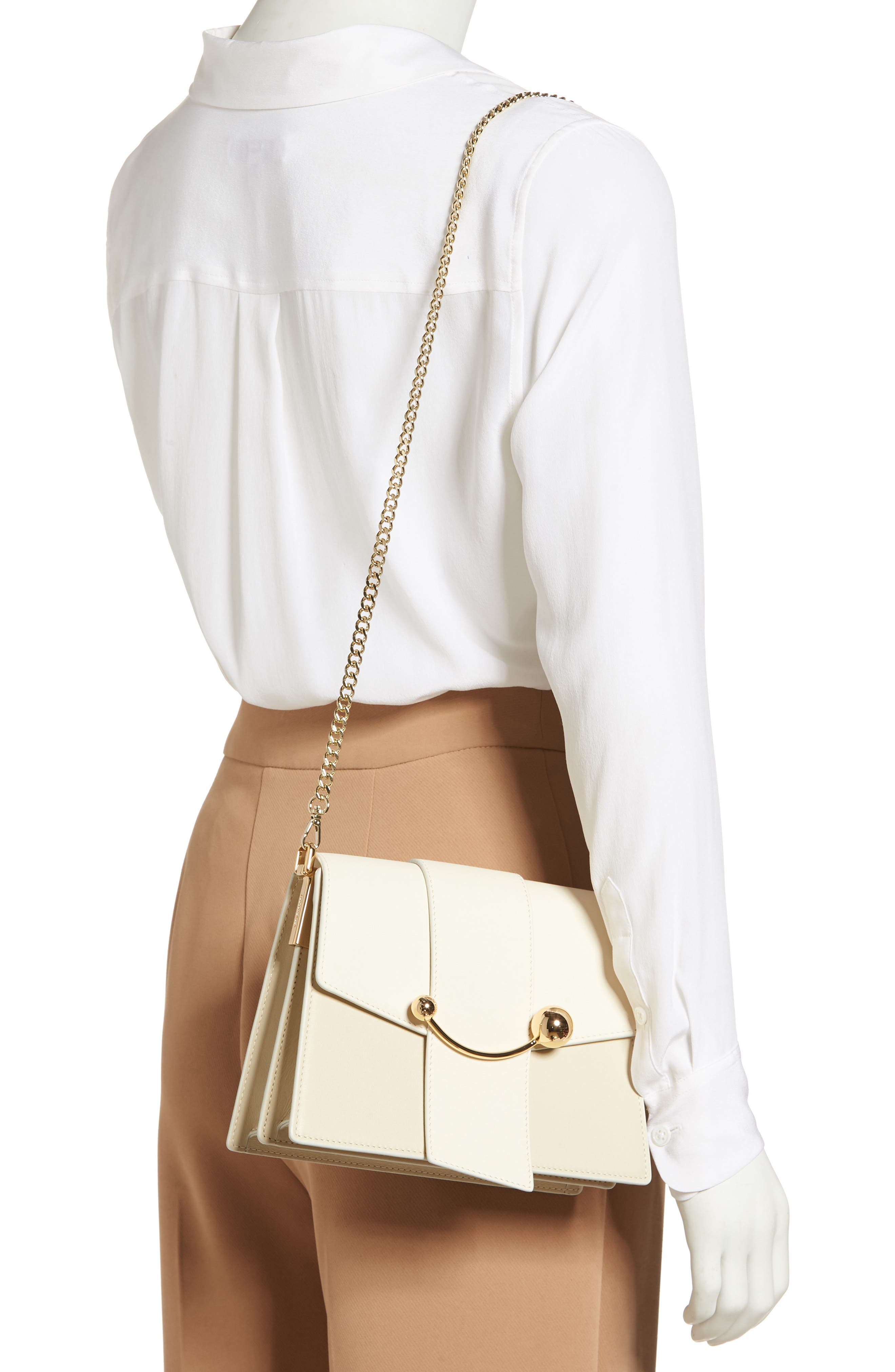 Strathberry Box Crescent Bicolor Leather Shoulder Bag, Alternate, color, 