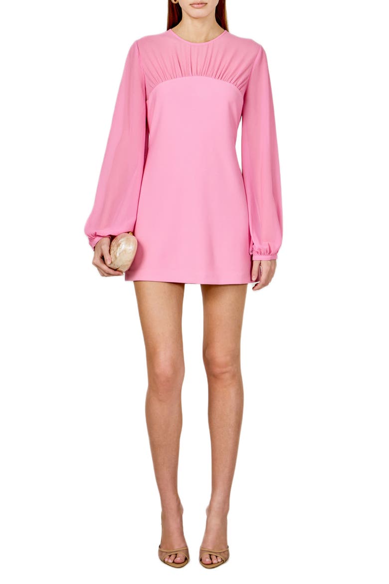 Long Sleeve Mixed Media Minidress, Main, color, PINK