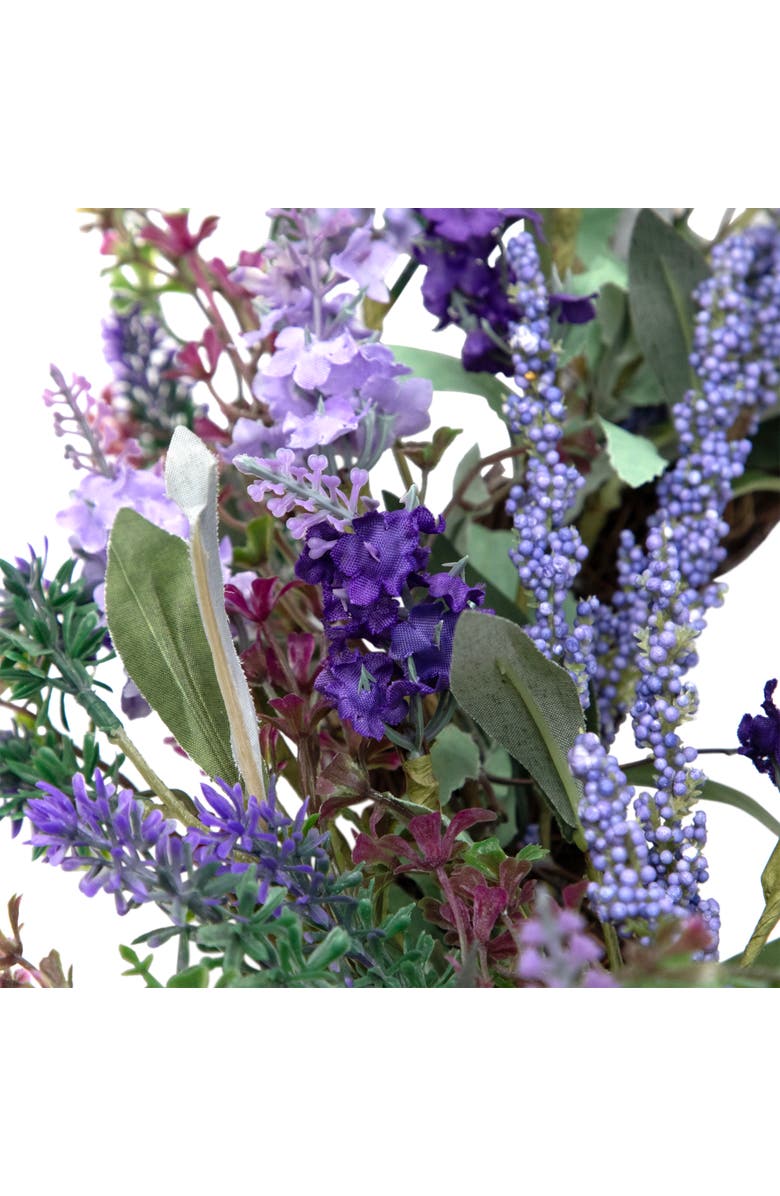 Northlight Lavender Artificial Spring Floral Wreath, Purple and Green - 18-Inch, Alternate, color, Purple
