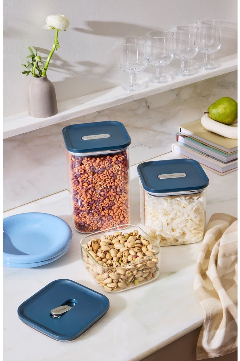 Set of 5 Airtight Storage Containers, Alternate, color, NAVY