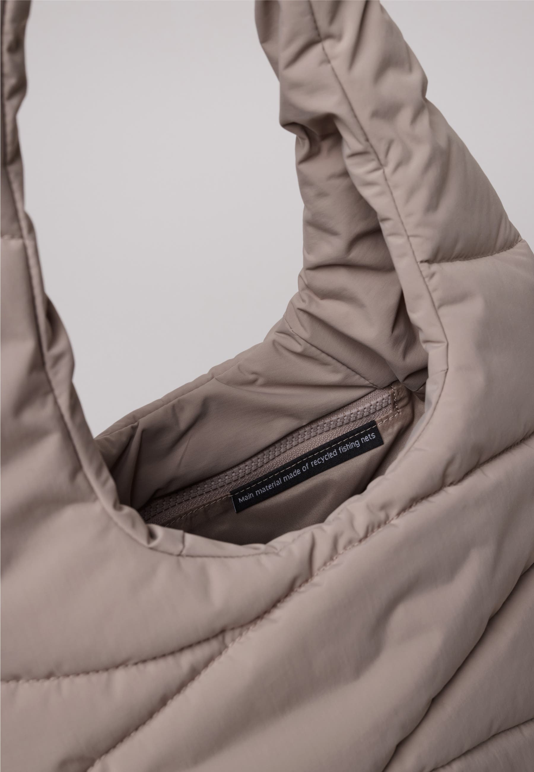 Wavy Puffer Recycled Nylon Shoulder Bag, Alternate, color, oyster