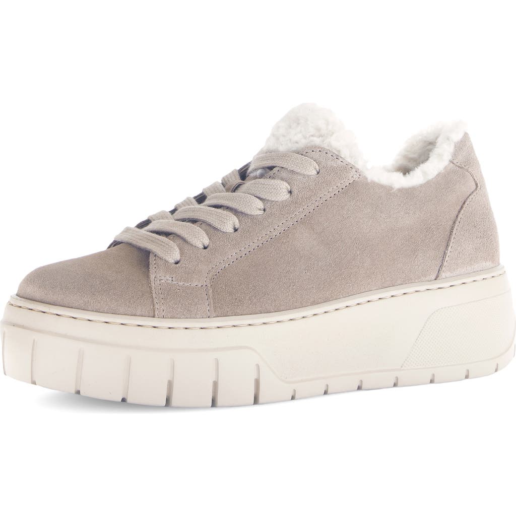 Gabor 73.221 Faux Fur Lined Platform Sneaker In Brown