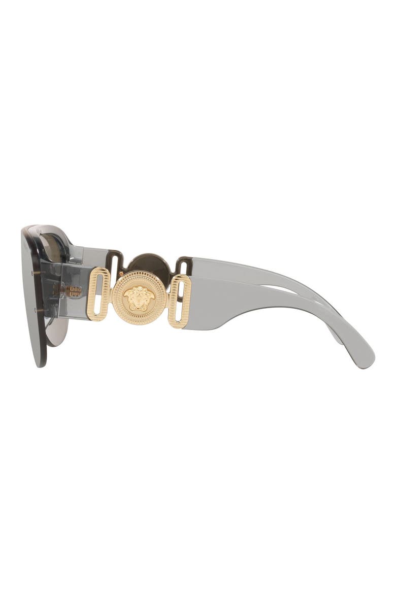148mm Shield Sunglasses, Alternate, color, TRANSPARENT GREY / LIGHT GREY MIRROR SILVER