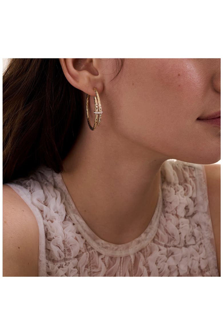 Spear Hoop Earrings, Gold, Diamonds, 40mm, Alternate, color, GOLD