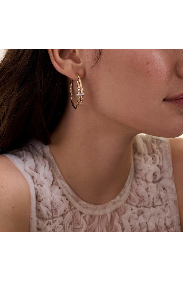 John Hardy Spear Hoop Earrings, Gold, Diamonds, 40mm, Alternate, color, Gold