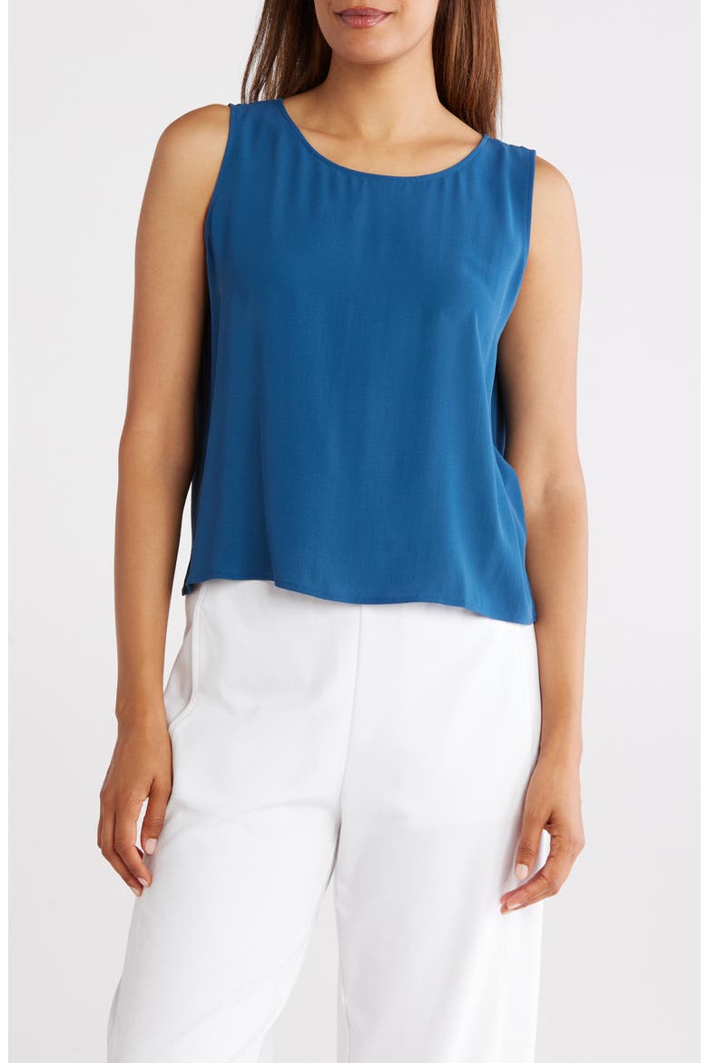 Jewel Neck Silk Shell Top, Main, color, ATLANTIS