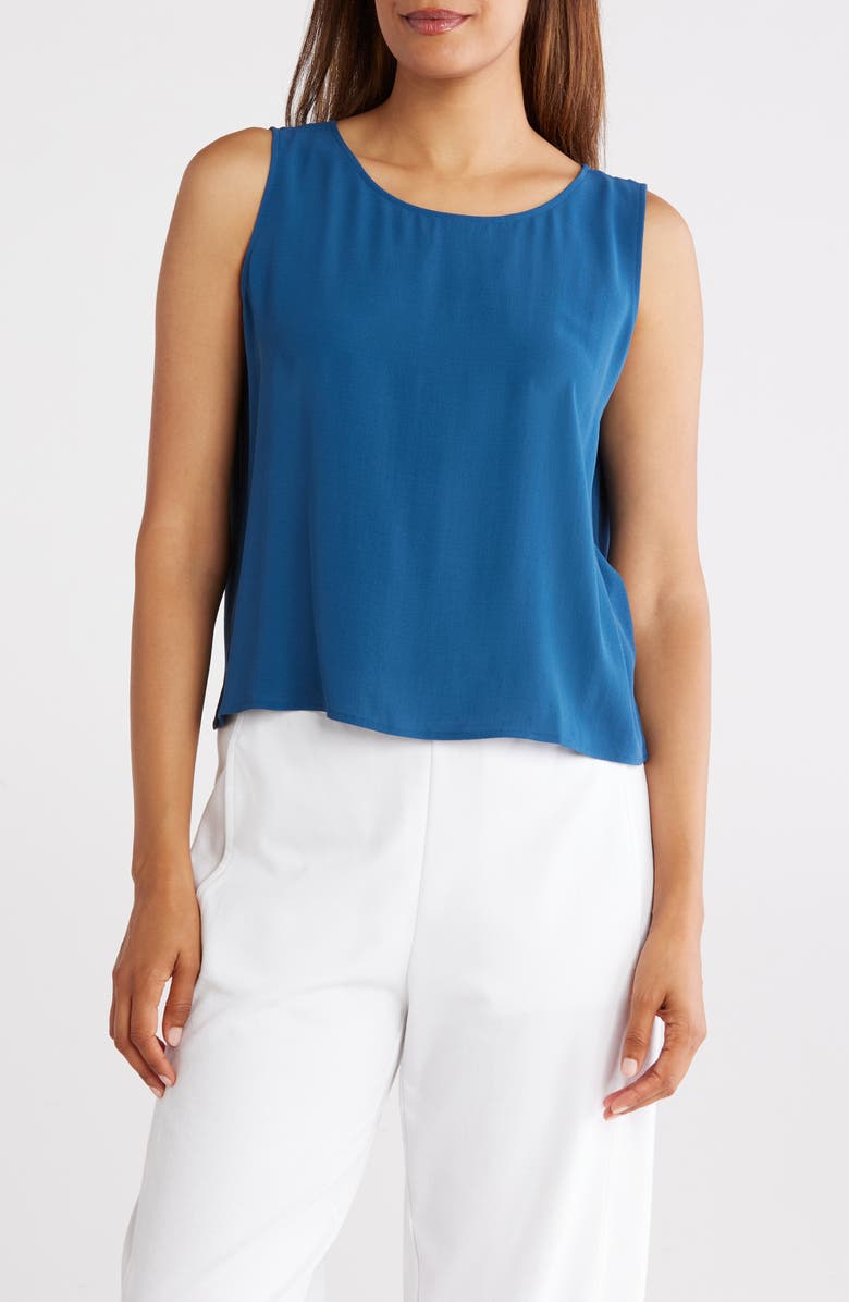 Eileen Fisher Jewel Neck Silk Shell Top, Main, color, 