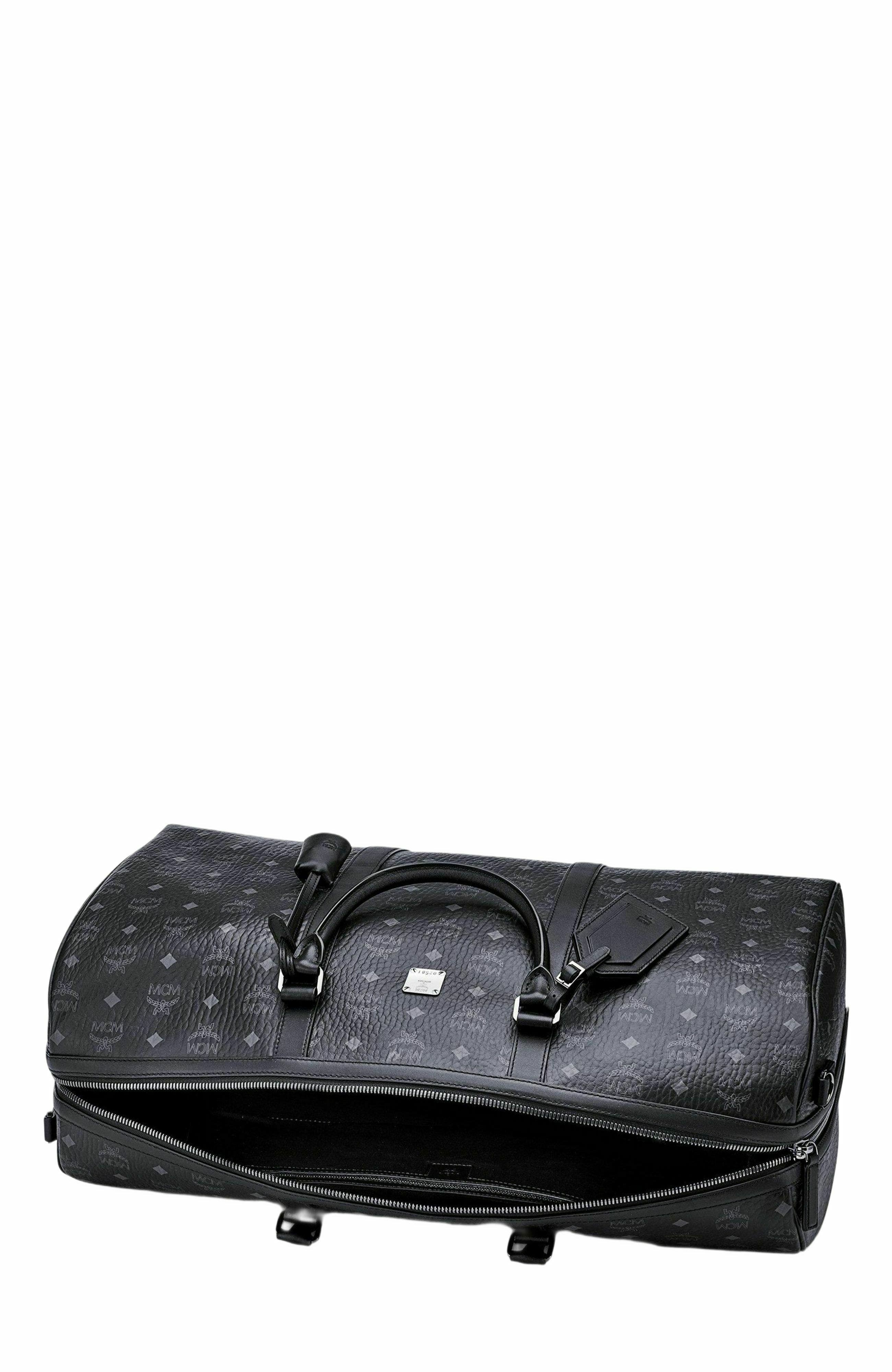 MCM Ottomar Weekender Bag in Visetos, Alternate, color, Black