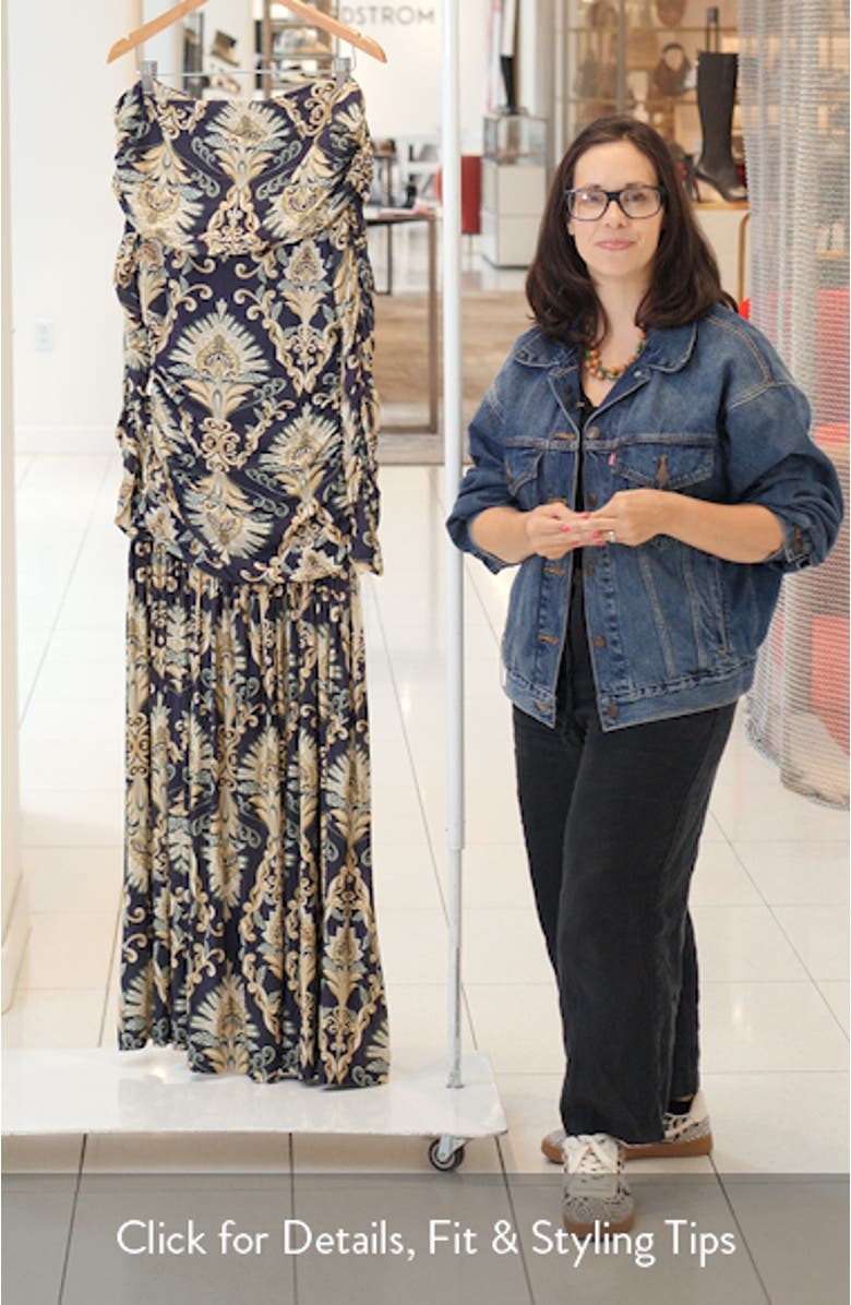 Wonderful Arabbesque Off the Shoulder Long Sleeve Maxi Cocktail Dress, sales video thumbnail