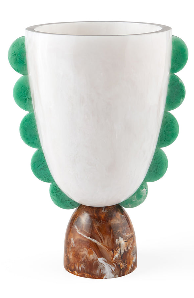 Jonathan Adler Como Scalloped Urn, Main, color, White / Green / Brown