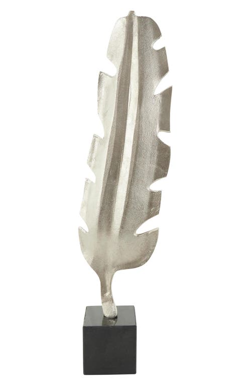 Uma Textured Silver Feather Statue In Silver