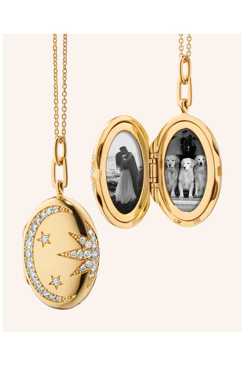 18k Gold Sun Moon & Star Diamond Locket Necklace, Alternate, color, 18K YELLOW GOLD