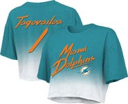Majestic Threads Women's Majestic Threads Tua Tagovailoa Aqua/White Miami Dolphins Dip-Dye Player Name & Number Crop Top