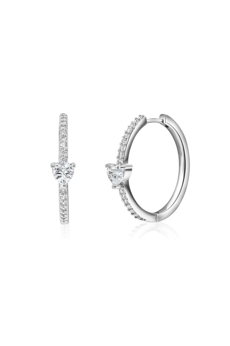 Heart Crystal Hoop Earrings, Main, color, Silver