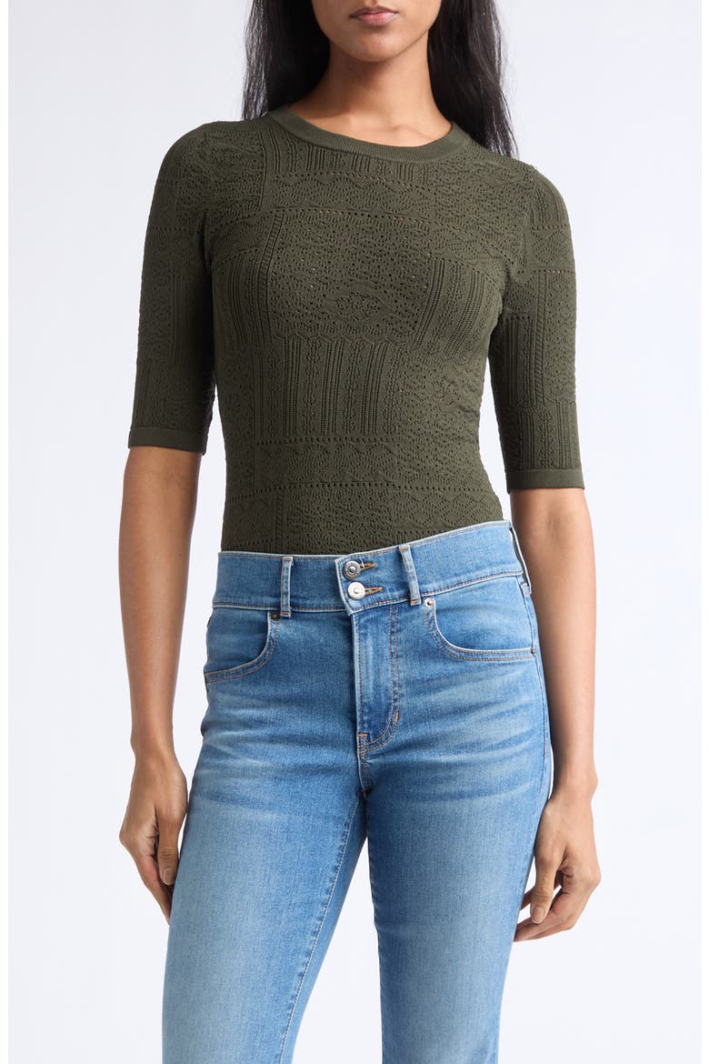 Garron Pointelle Elbow Sleeve Sweater, Main, color, LODEN