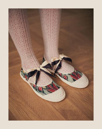 スニーカー BAY BY BAY BALLERINA SNEAKERS Bay by Bay Ballerina rubber-trimmed printed silk-jacquard