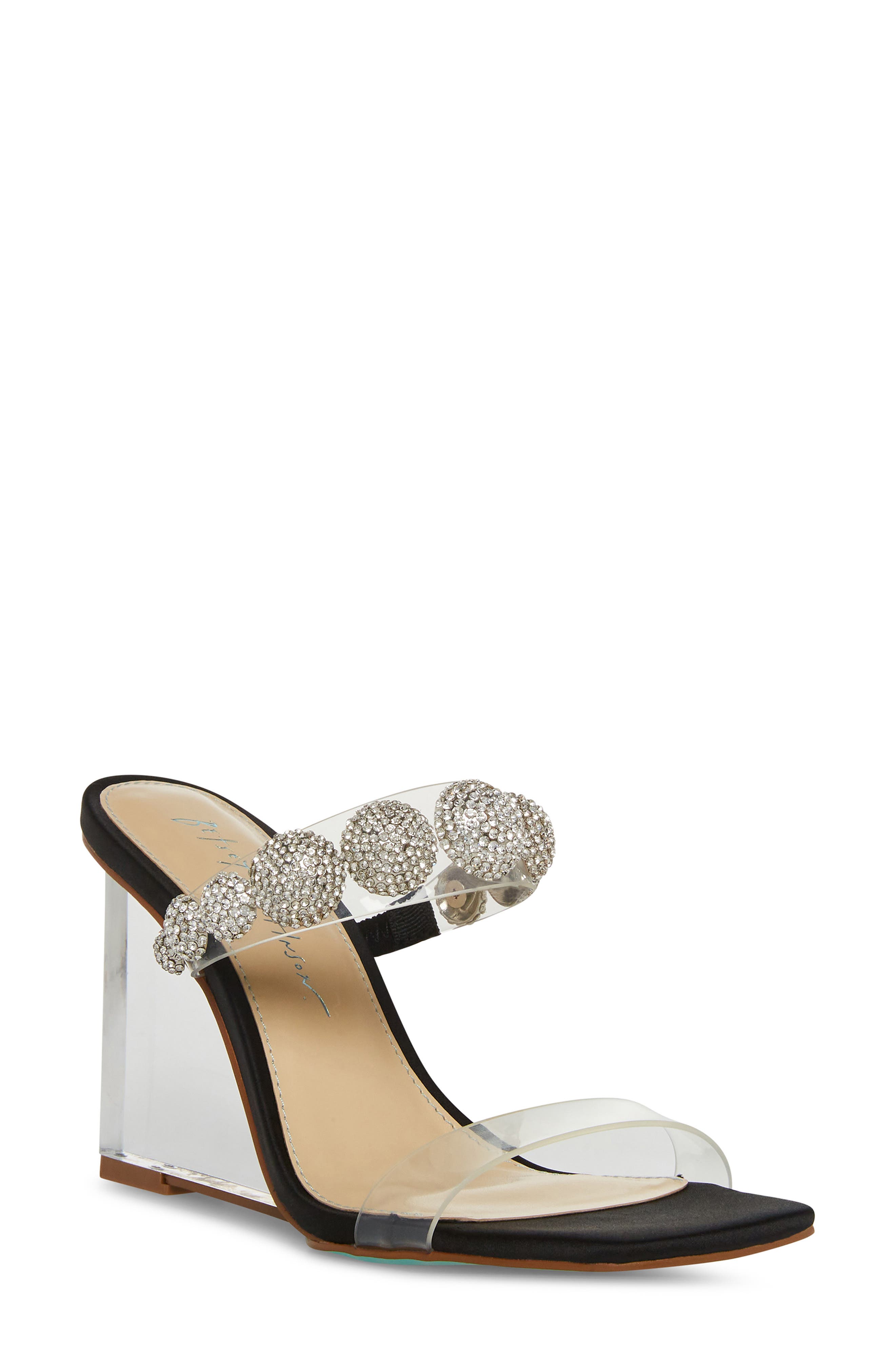 Betsey Johnson Troy Crystal Wedge Sandal, Main, color, 