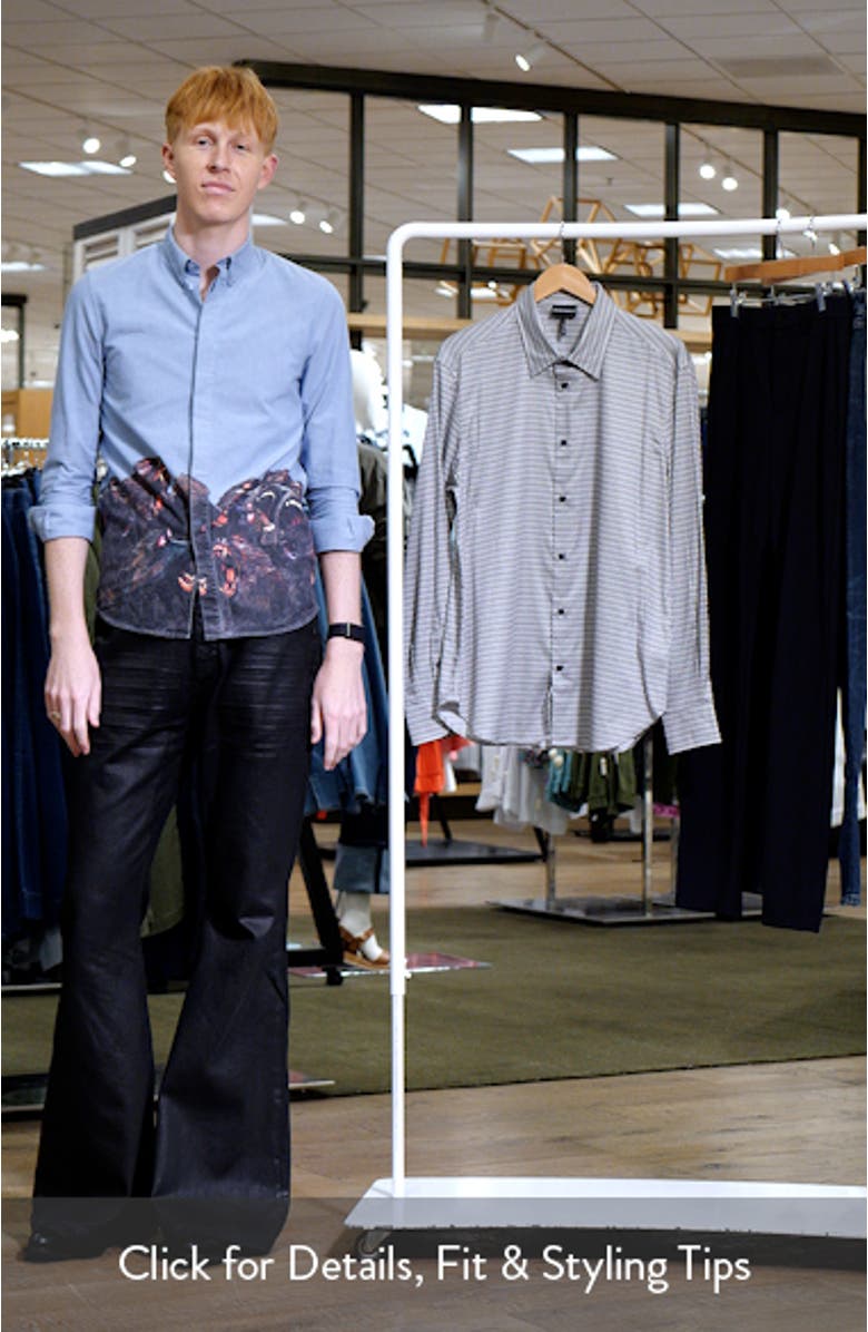 Regular Fit Geometric Print Stretch Cotton Button-Up Shirt, sales video thumbnail