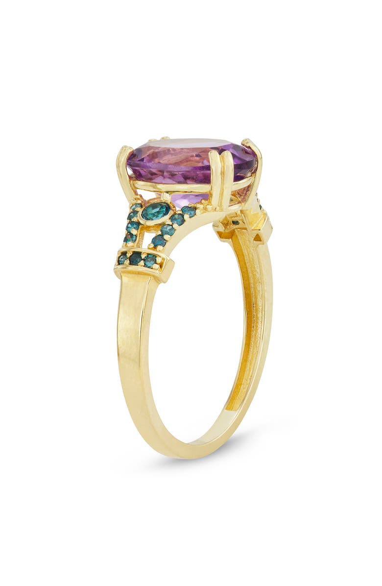 FUZION CREATIONS Amethyst & London Blue Topaz Ring, Alternate, color, Yellow Gold