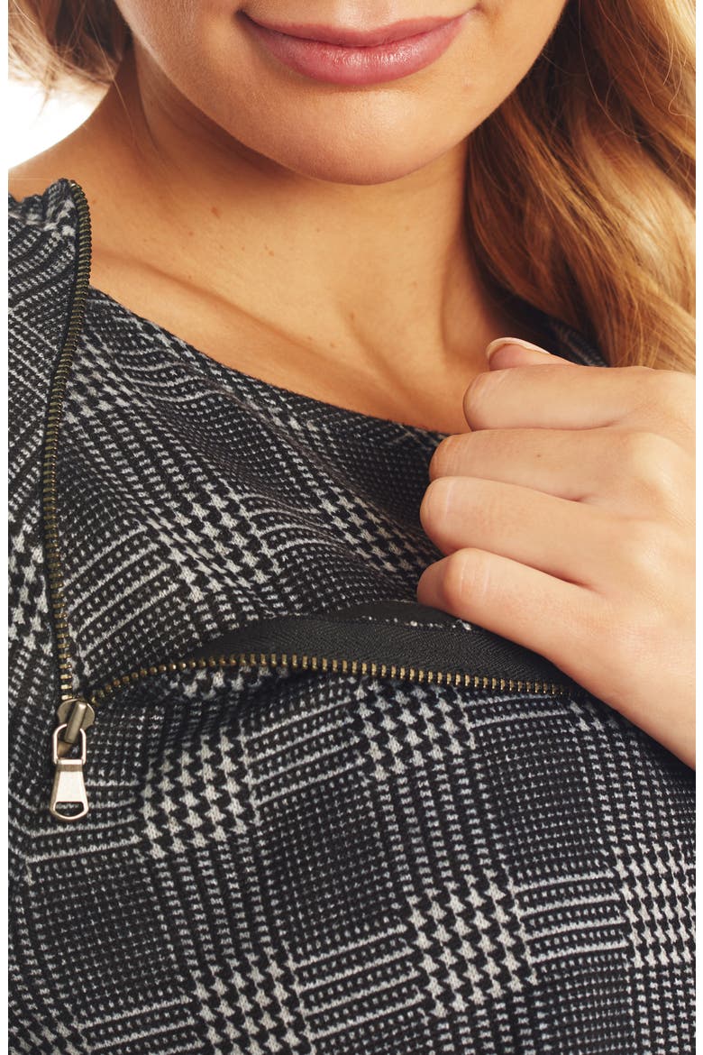 Augusta Plaid Maternity/Nursing Pullover, Alternate, color, GREY PLAID