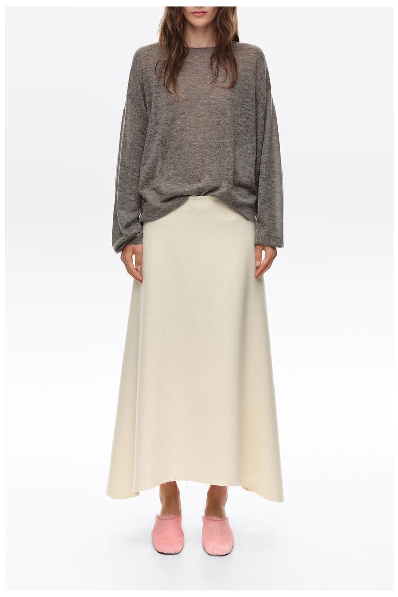 Double-Face Wool A-Line Skirt, Main, color, IVORY