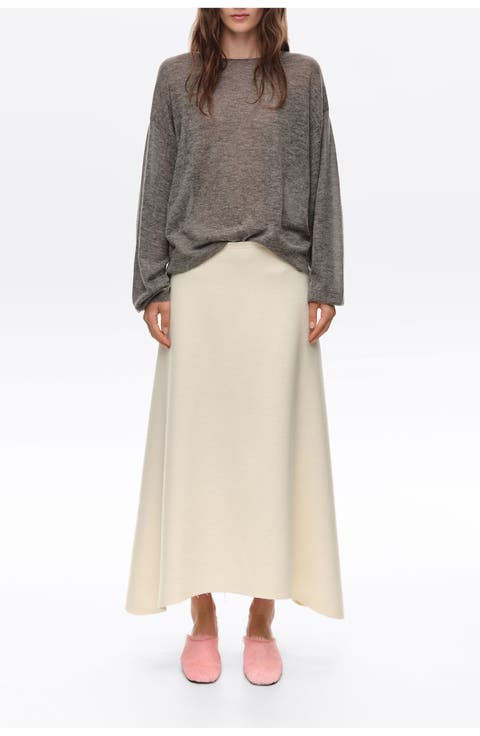 Double-Face Wool A-Line Skirt