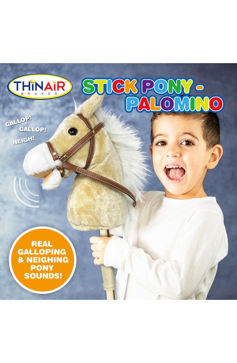 Playful Minds Stick Pony Palomino Tan Brown, 34 Inches Wood Stick Rideon, Alternate, color, Multicolored