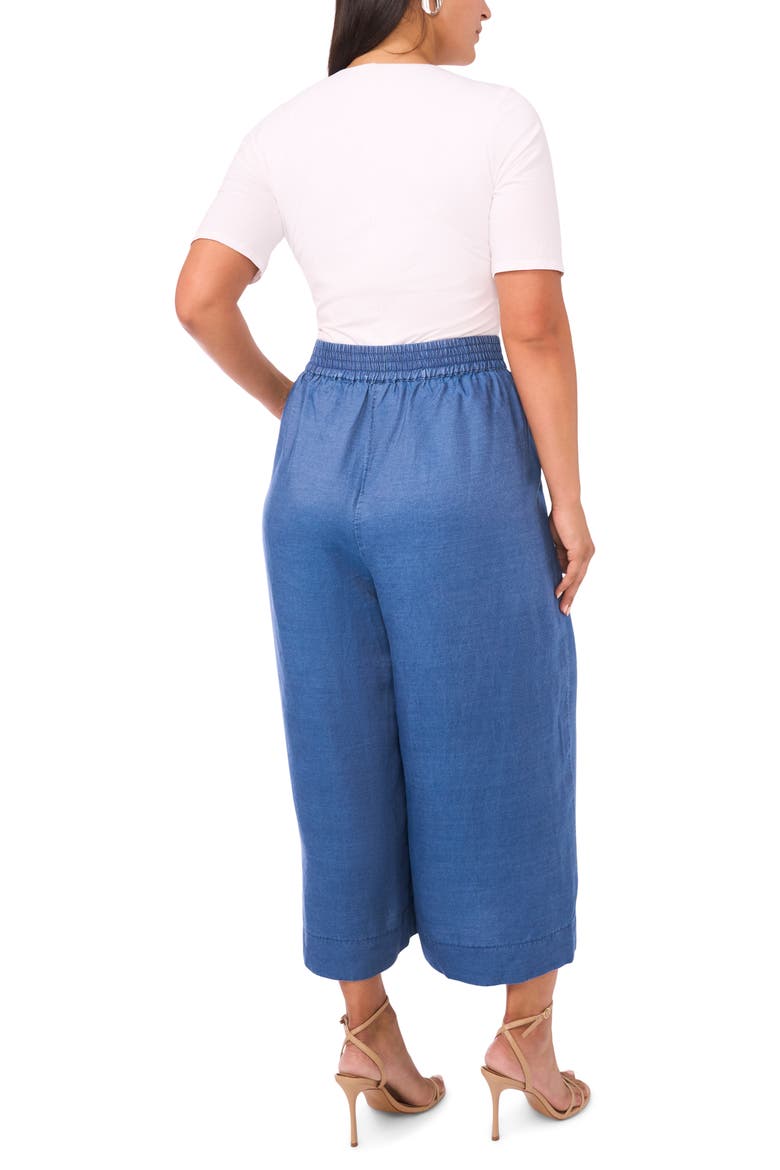 Smocked Waist Crop Wide Leg Pants, Alternate, color, CHAMBRAY BLUE