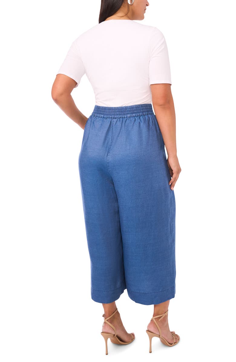 Vince Camuto Smocked Waist Crop Wide Leg Pants, Alternate, color, Chambray Blue