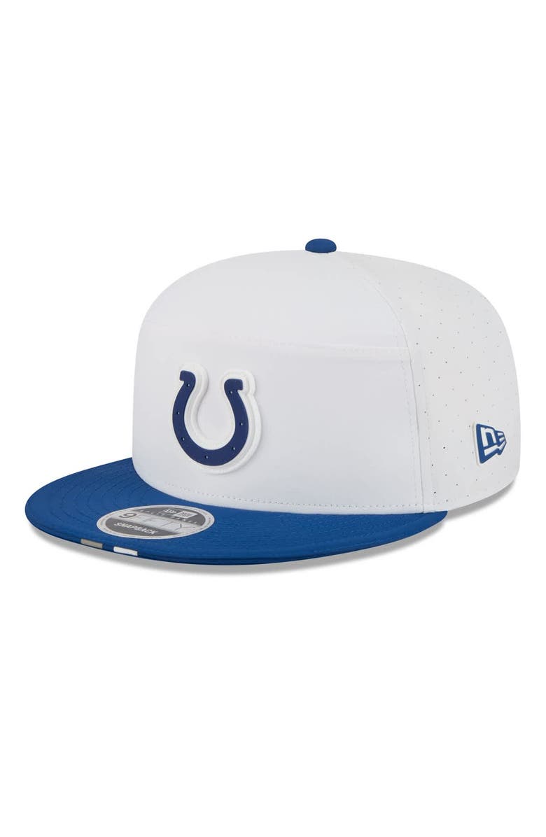 New Era Men's New Era White/Royal Indianapolis Colts 2025 NFL Training Camp Split Panel 9FIFTY Snapback Hat, Main, color,
