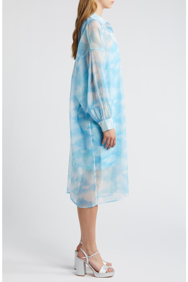 Cloud Sheer Long Sleeve Shirtdress, Alternate, color, CLOUD
