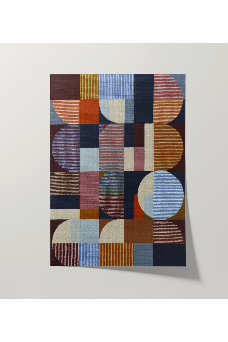 Woven Perspectives No. 18 Geometric Abstract Art Print, Alternate, color, White Frame - 12x16