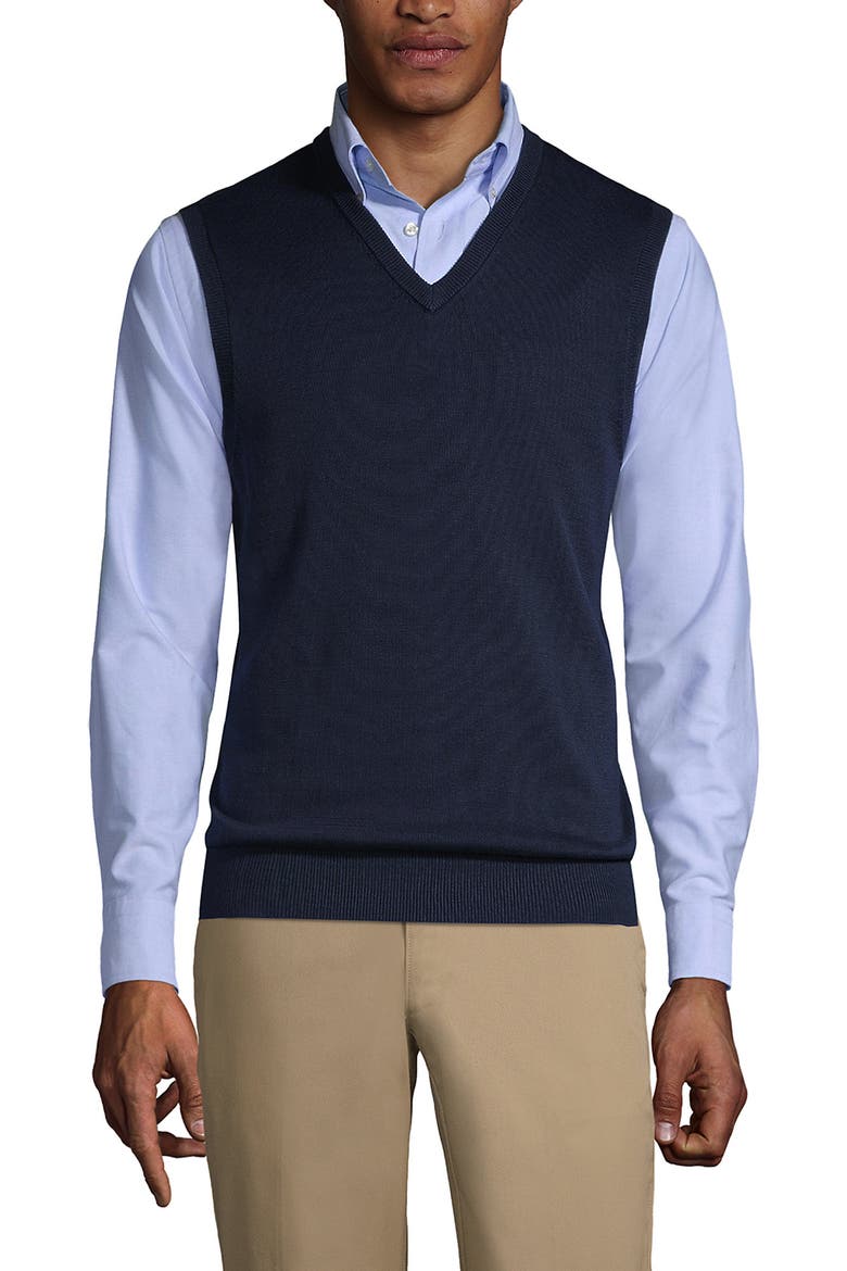 School Uniform  Cotton Modal Fine Gauge Sweater Vest, Main, color, Classic Navy