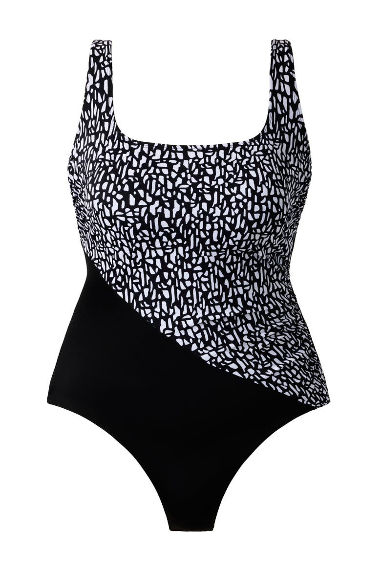 Side Shirred Tank Long Torso One-Piece Swimsuit, Alternate, color, Paper Mache