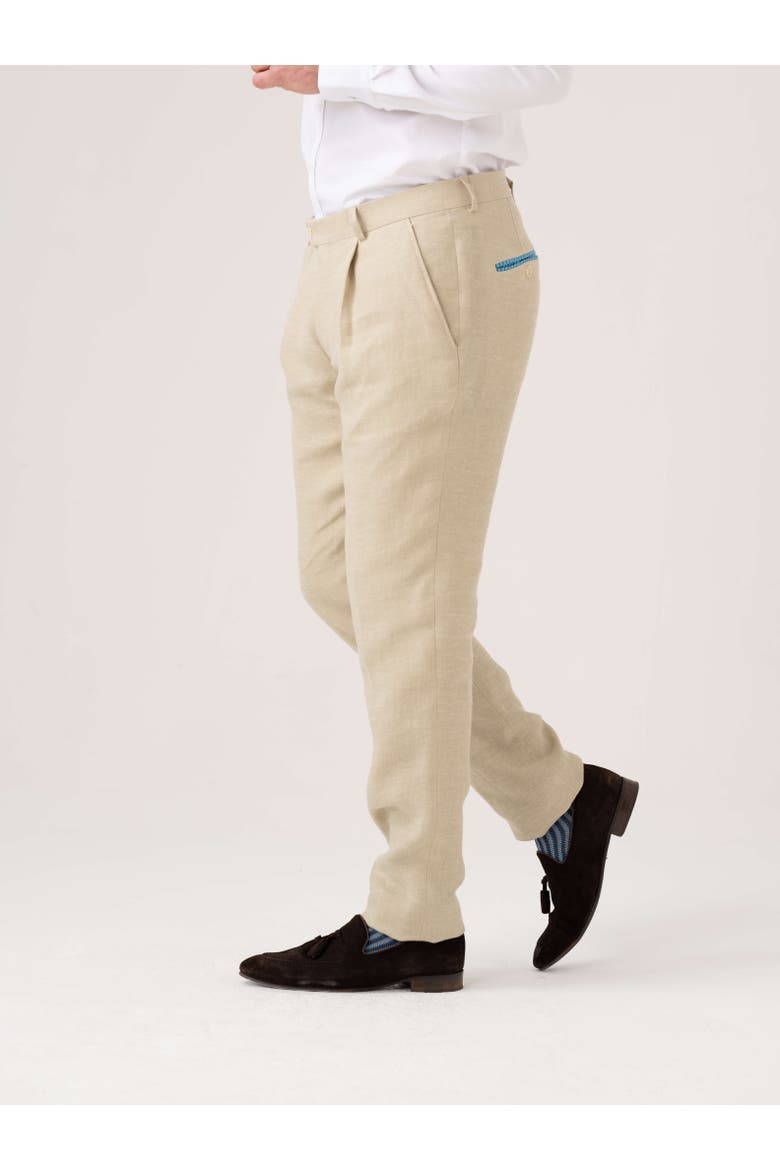 Linen Blend Trousers, Alternate, color, Beige
