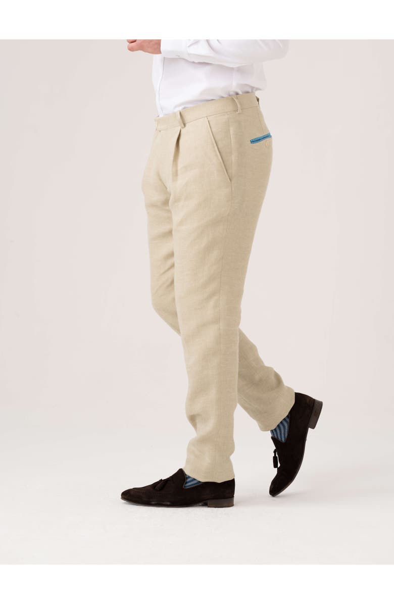 Koy Clothing Linen Wool Silk Blend Trousers, Alternate, color, Beige