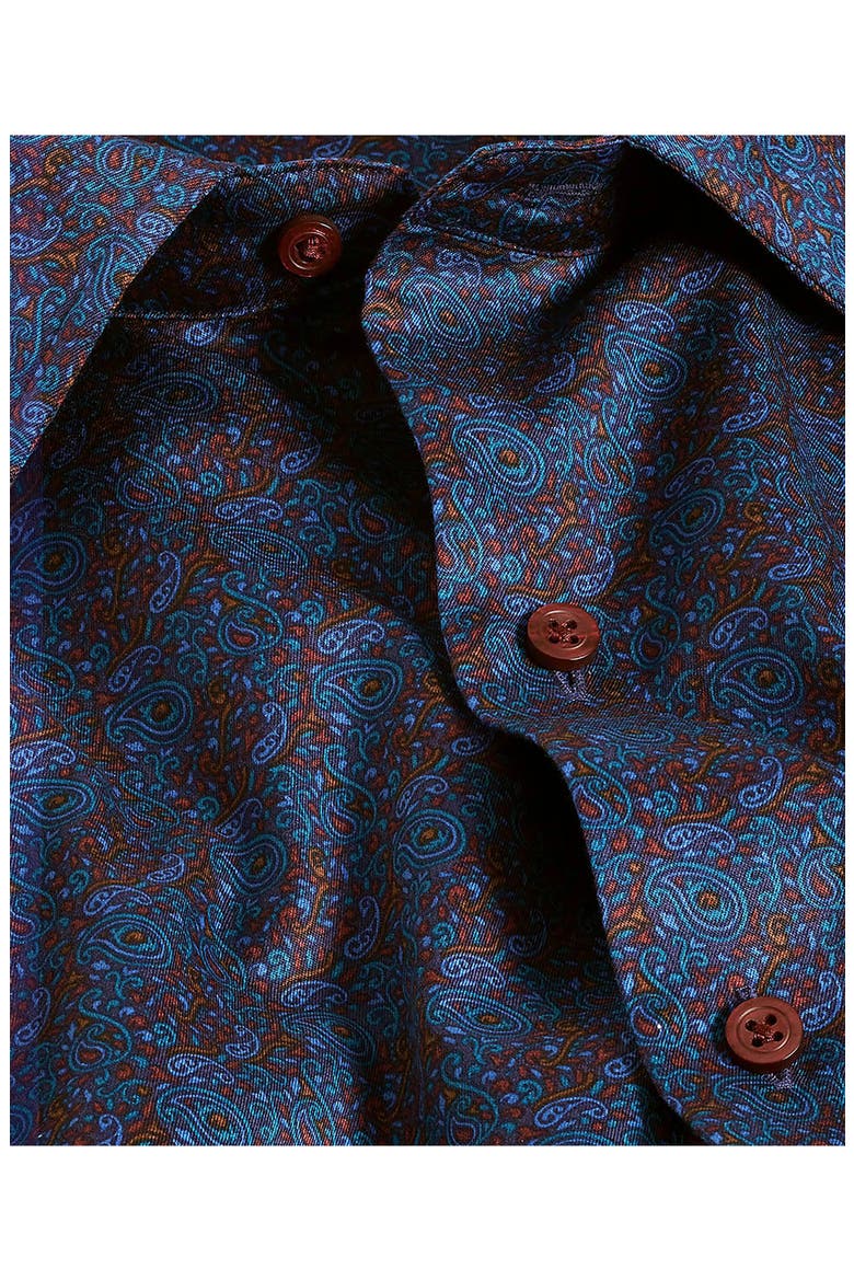 Paisley Print Cotton Sport Shirt, Alternate, color, NAVY/ MULTI