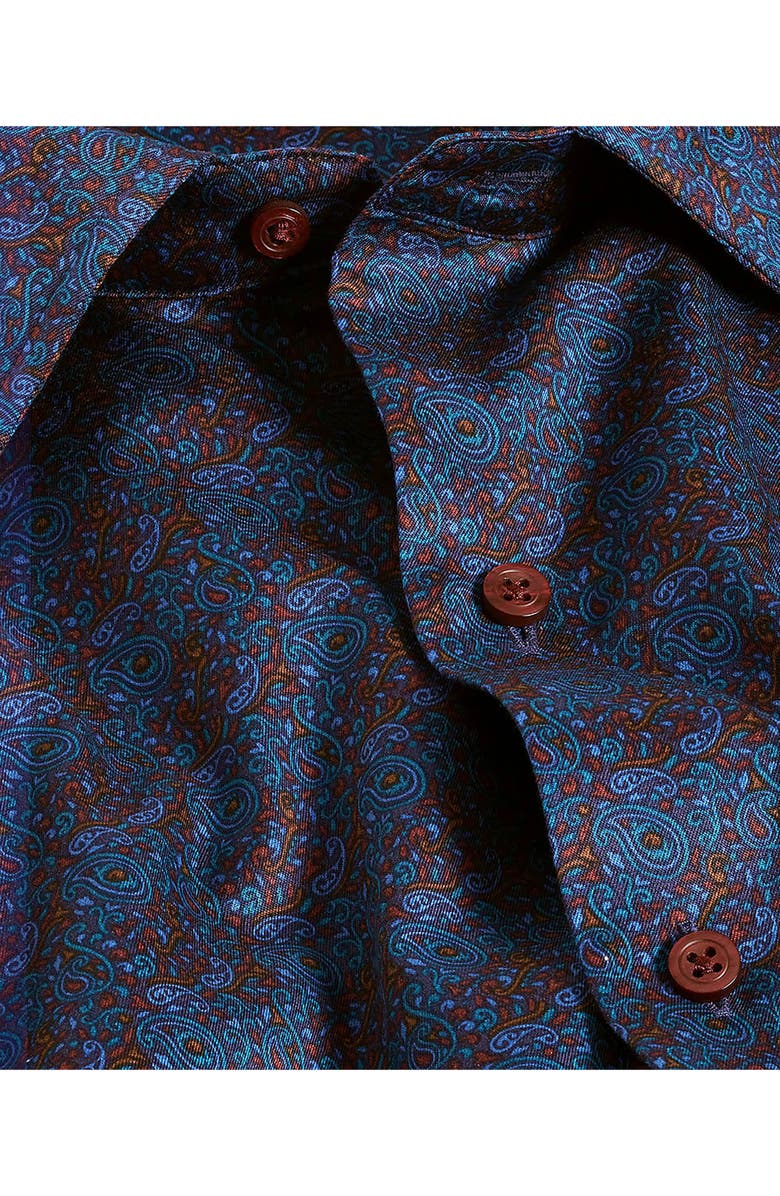 David Donahue Paisley Print Cotton Sport Shirt, Alternate, color, Navy/ Multi