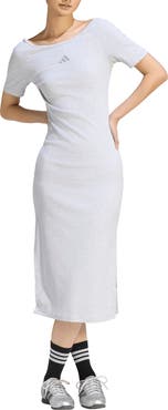 adidas Rib Short Sleeve Midi Dress