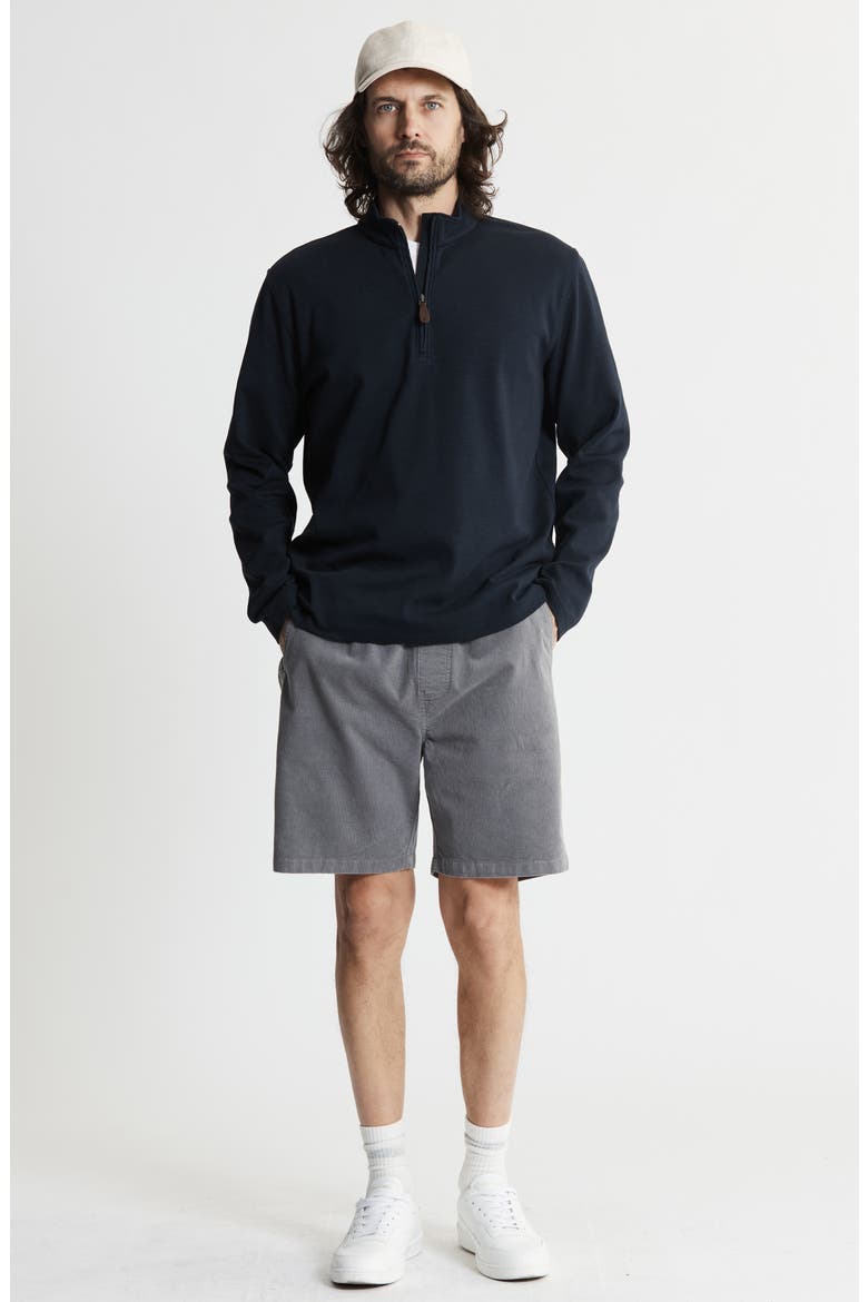 Stretch Slub Cotton Quarter Zip Pullover, Alternate, color, NAVY