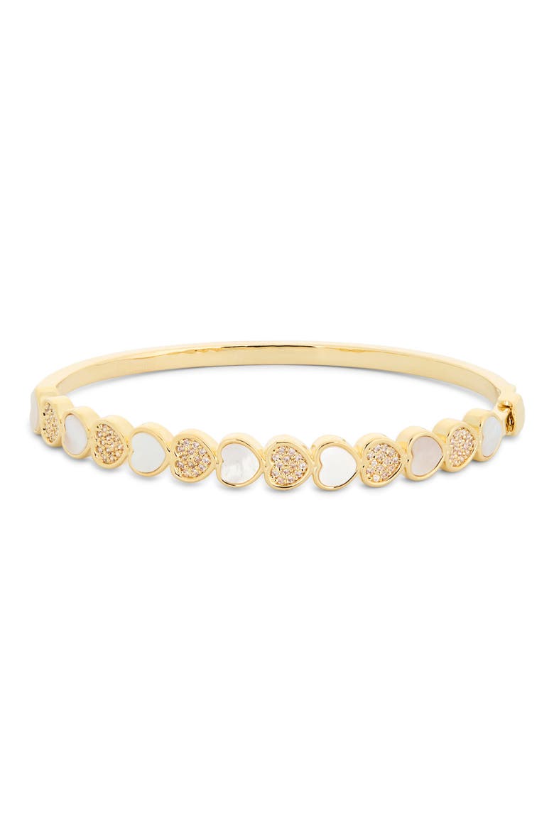 Brianna Alternating Heart Bangle Bracelet, Main, color, GOLD