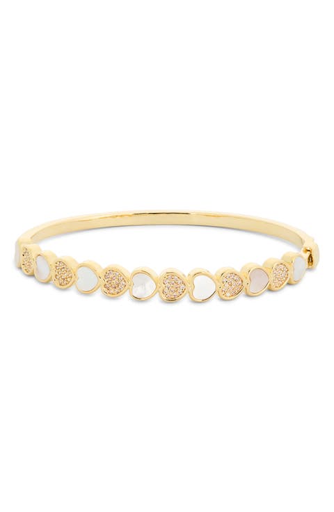 Brianna Alternating Heart Bangle Bracelet