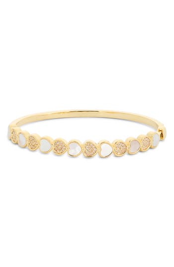 Eye Candy Los Angeles Brianna Alternating Heart Bangle Bracelet In Gold