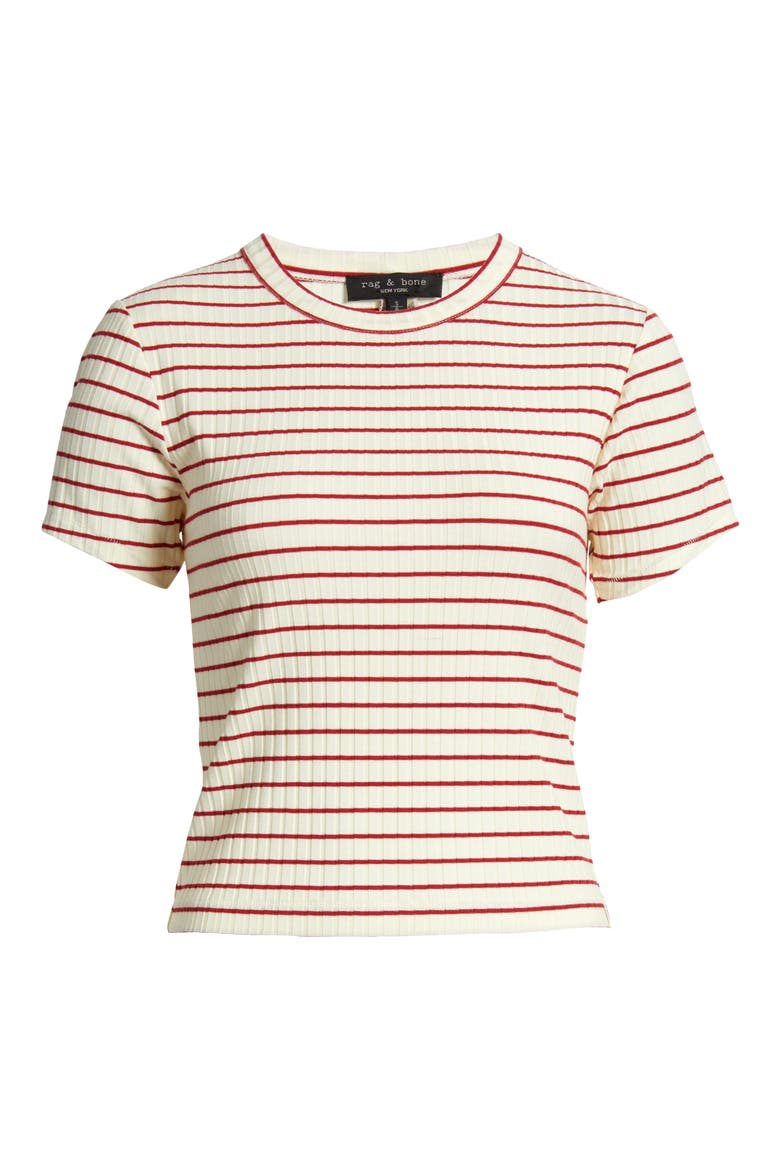 Luca Stripe Rib Baby T-Shirt, Alternate, color, RED MULTI