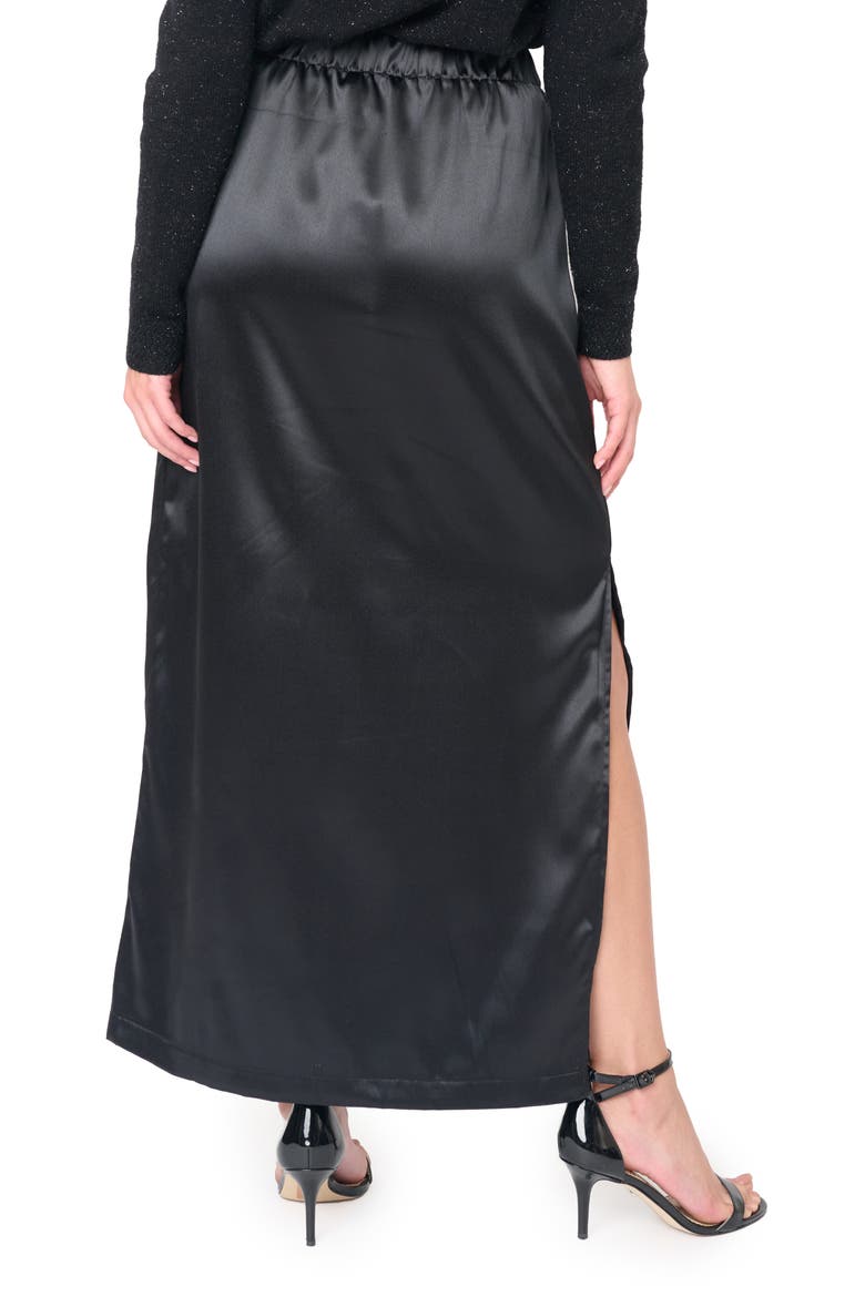 Pleated Satin Maxi Skirt, Alternate, color, BLACK