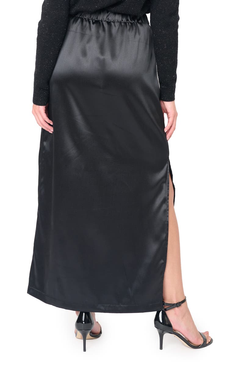 GIBSONLOOK Pleated Satin Maxi Skirt, Alternate, color, Black