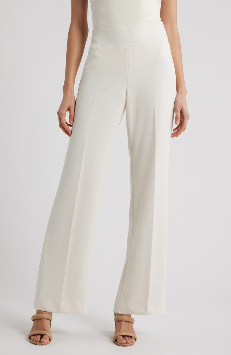 Anne Klein High Waist Pull-On Wide Leg Pants, Main, color, White Dove