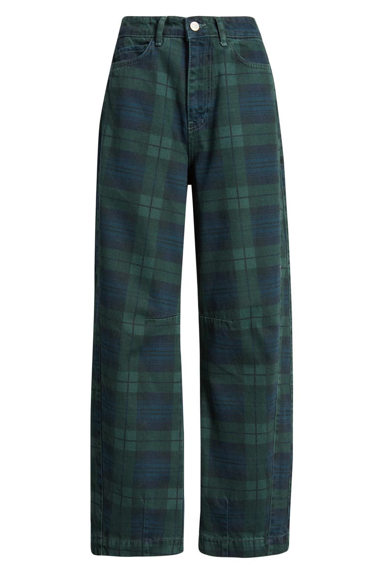 Sinclair Overdye Plaid Jeans, Alternate, color, NAVY